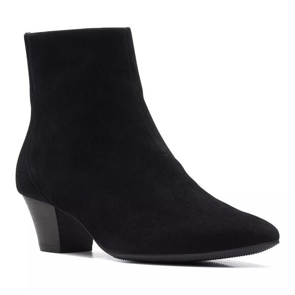 Clarks Women Teresa Boot Pointed Toe Ankle Booties Size US 8.5M Black Suede - Picture 1 of 4